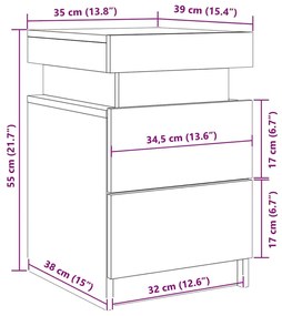 Cômoda de Canto com Luzes LED Carvalho Preto 35x39x55 cm