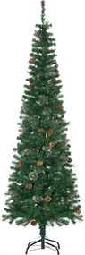 HOMCOM Árvore de Natal Artificial 195 cm com 556 Ramos Árvore de Natal Slim com 25 Pinhas Base Dobrável Ø54x195 cm Verde | Aosom Portugal