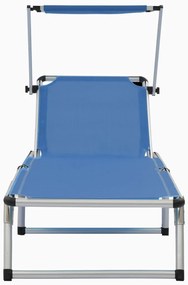 Espreguiçadeira dobrável com teto alumínio e textilene azul