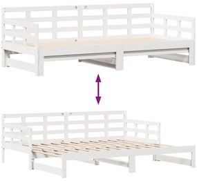 Sofá-cama com gavetão e gavetas sem colchão 90x200 cm branco