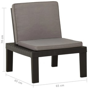 Cadeiras de jardim com almofadões 2 pcs plástico cinzento