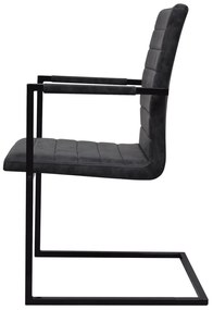 Cadeiras de jantar cantilever 2 pcs couro artificial preto