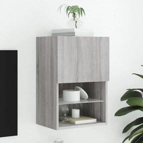Móvel de TV com luzes LED 40,5x30x60 cm cinzento sonoma