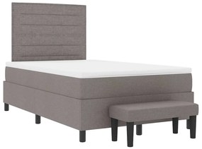 Cama Box Spring com Colchão &amp; Banco Taupe 120x190 cm Tecido