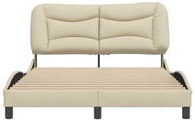 Estrutura de cama sem colchão 140x200 cm tecido cor creme