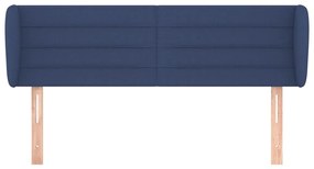 Cabeceira de cama c/ abas tecido 147x23x78/88 cm azul