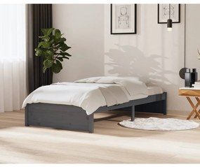 vidaXL Estrutura de cama 100x200 cm madeira maciça cinzento