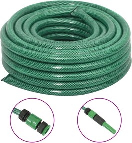 VidaXL Mangueira de jardim com conjunto de encaixe 0,75" 50m PVC verde