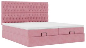 Estrutura de cama otomana com colchões 180x200 cm veludo rosa
