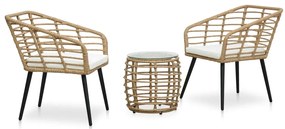 3 pcs conjunto bistrô vime PE cor carvalho