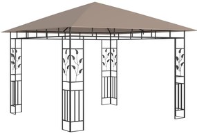 Gazebo c/ rede mosquiteira 3x3x2,73m 180 g/m² cinza-acastanhado