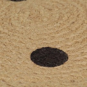 Tapete artesanal em juta com impressão pintas 120 cm
