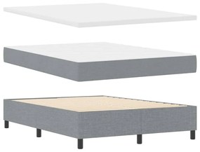 Cama Box com Colchão Cinza Claro 140x200 cm e Tecido