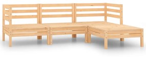 vidaXL 4 pcs conjunto lounge de jardim madeira de pinho maciça
