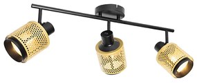 Foco industrial preto com dourado 3 luzes - Kayden Industrial