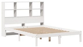 Cama com estante sem colchão 160x200 cm pinho maciço branco