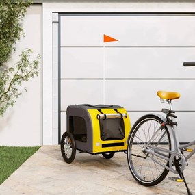 vidaXL Reboque bicicleta p/ animais tecido oxford/ferro amarelo/cinza