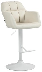 Banco de bar Natoma em couro sintético com estrutura branca 97-118 x 57 x 59 cm Creme
