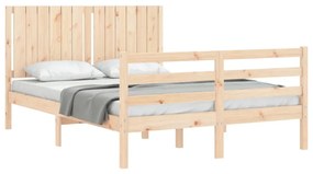 Estrutura de cama com cabeceira 140x190 cm madeira maciça