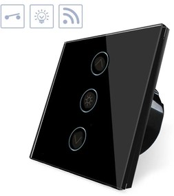 IInterruptor táctil com regulação luminosidade WiFI-Voice, Painel frente preto vidro temperado