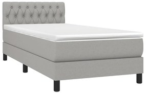 Cama com molas/colchão 100x200 cm tecido cinzento-claro