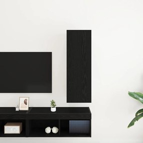 Armário de TV de Parede em Carvalho Preto - 30,5 x 30 x 90 cm, Feito d