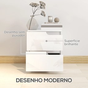 Mesa de Cabeceira Moderna Mesa de Cabeceira com Gavetas Mesa Auxiliar para Dormitório Sala de Estar 40x40x48 cm Branco