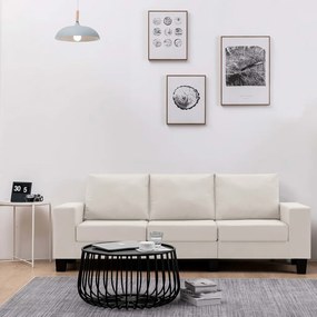 vidaXL Sofá de 3 lugares tecido cor creme