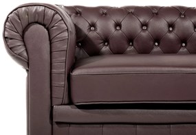 Sofá de 3 lugares em pele castanha CHESTERFIELD Beliani