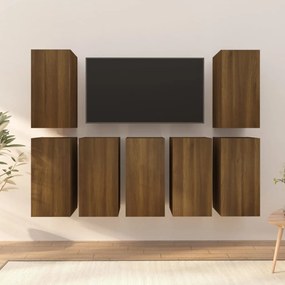 Móveis de TV 7 pcs 30,5x30x60 cm madeira cor carvalho castanho