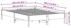 Estrutura de cama 120x200 cm madeira pinho maciça castanho cera