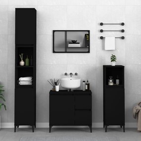 Armário de casa de banho 65x33x60cm derivados de madeira preto