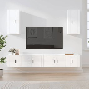 vidaXL 6 pcs conjunto móveis de TV madeira processada branco brilhante