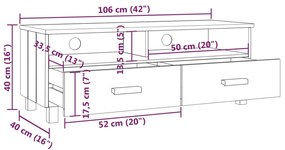 Móvel de TV HAMAR 106x40x40 cm pinho maciço castanho-mel