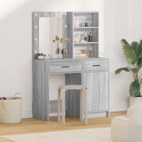 Conjunto de Maquilhagem de 2 Peças com LED Cinza Sonoma em Madeira de