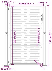 Portão de jardim 105x155 cm aço design quadrados antracite