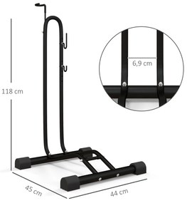 Estacionamento de Bicicletas Vertical e Horizontal com Ganchos Ajustáveis para Bicicletas de 6 a 28 Polegadas e 700 C