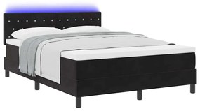 Cama Box com Colchão e LED Preto 160x200 cm Veludo