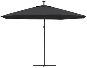Guarda-sol de jardim cantilever com luzes LED 350 cm preto