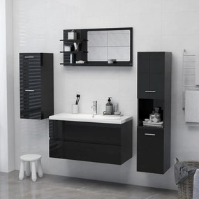 Espelho de casa de banho 90x10,5x45cm contrap. preto brilhante