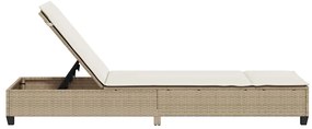 Espreguiçadeira com almofadões 55x200x25,5cm vime PE bege