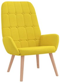 Cadeira de descanso com apoio de pés tecido amarelo-claro