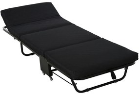 HOMCOM Cama Dobrável 184x65 cm Cama Dobrável Ajustável em 5 Níveis Rodas Universáis e Estrutura de Metal Carga 120 kg Preto