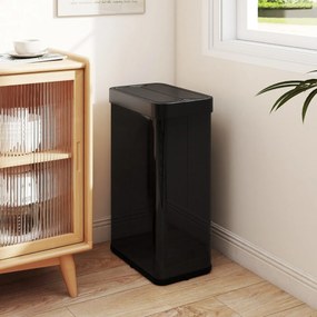 Caixote do lixo 41 x 26,5 x 66 cm de 60 L com tampas basculantes automático com sensor de movimento por infravermelhos preto