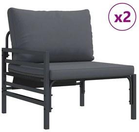 Conjunto de Sofá de Jardim 7 pcs Cinzento-escuro Aço