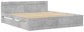 Estrutura de cama c/ cabeceira derivados madeira cinza-cimento