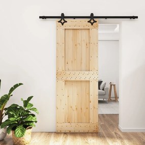 VidaXL Porta de correr com ferragens 80x210 cm madeira de pinho maciça