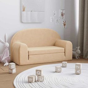 vidaXL Sofá infantil de 2 lugares pelúcia macia cor creme