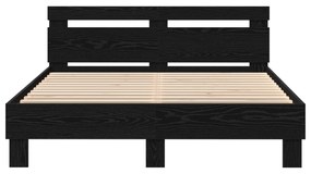Estrutura de Cama Preta Carvalho Preto Madeira 140 x 190 cm