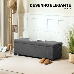 Banco de Arrumação Capacidade de 84 L Estofado em Veludo Banco Pé de Cama para Dormitório 112x42x40 cm Cinzento